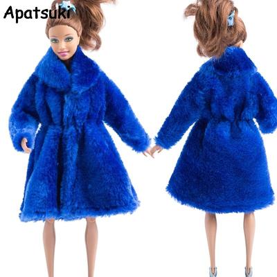 Blue Winter Wear Long Coat For Barbie Dolls Clothes Outfits Clothing Doll Dresses For Barbie 1/6 BJD Doll Accessories Kids Toy