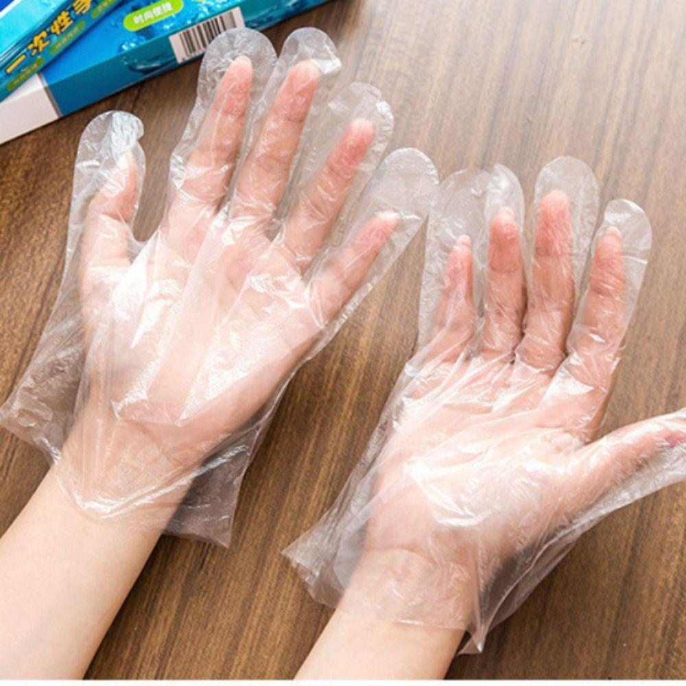 100pcs/box Transparent Plastic Gloves Convenient Eco-friendly Disposable Gloves Multifunctional PE Gloves Hairdressing