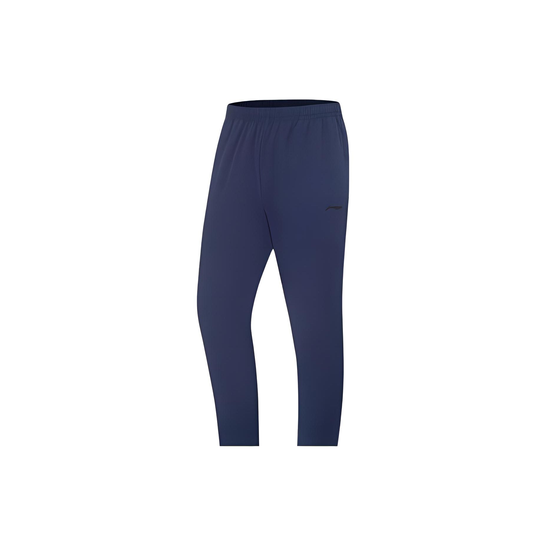 

Li-Ning однотонный логотип с эластичной резинкой на талии, прямые быстросохнущие трикотажные спортивные штаны, мужские штаны, темно-синие AYKT205-5 3XL