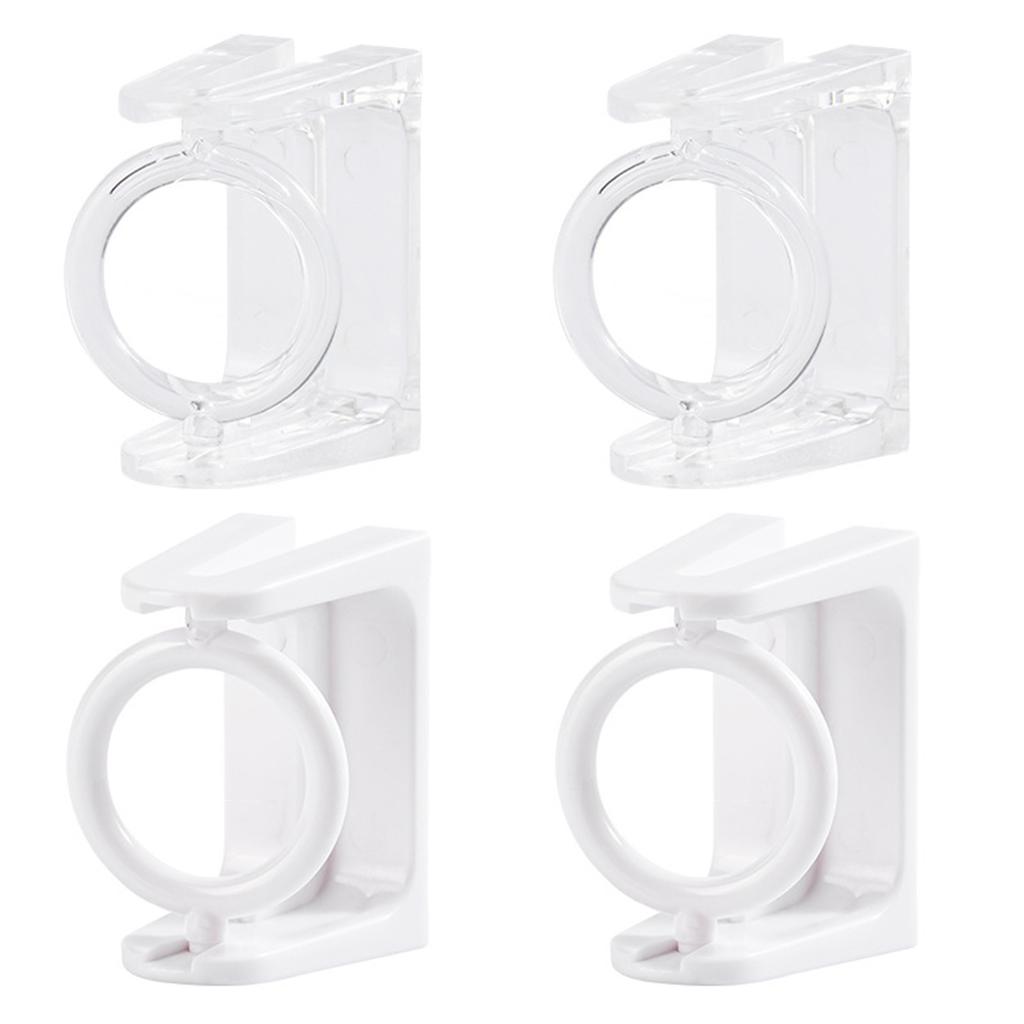 2 Pack 360 Degree Rotatable Self Adhesive Curtain Rod Holders Wall Mount Brackets for Drapery Transparent Plastic Hook