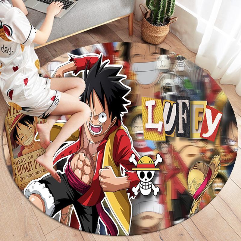 Anime One Piece Round Area Rug Carpet Rug For Living Room Bedroom Sofa Playroom Decor Nonslip Floor Mat