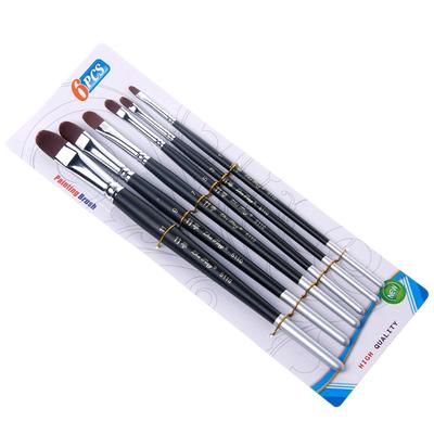 6Pcs Oil Painting Supplies Watercolor Nylon Hair Acrylic Artist Paint Brush Set