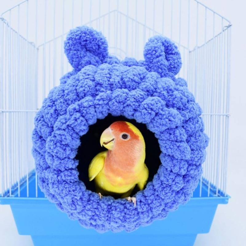Bird Nest Hanging Bed for Cage Winter Warm House Plush Tent Parrot Snuggle Hideout for Sleeping Playing & Rest