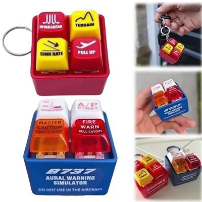 1/2Pcs Keychain Pendant Warning Sound Simulator Key Chain with 4 Authentic Cockpit Alarm Sounds Rugged Durable Design Stress Relief Click Buttons Key