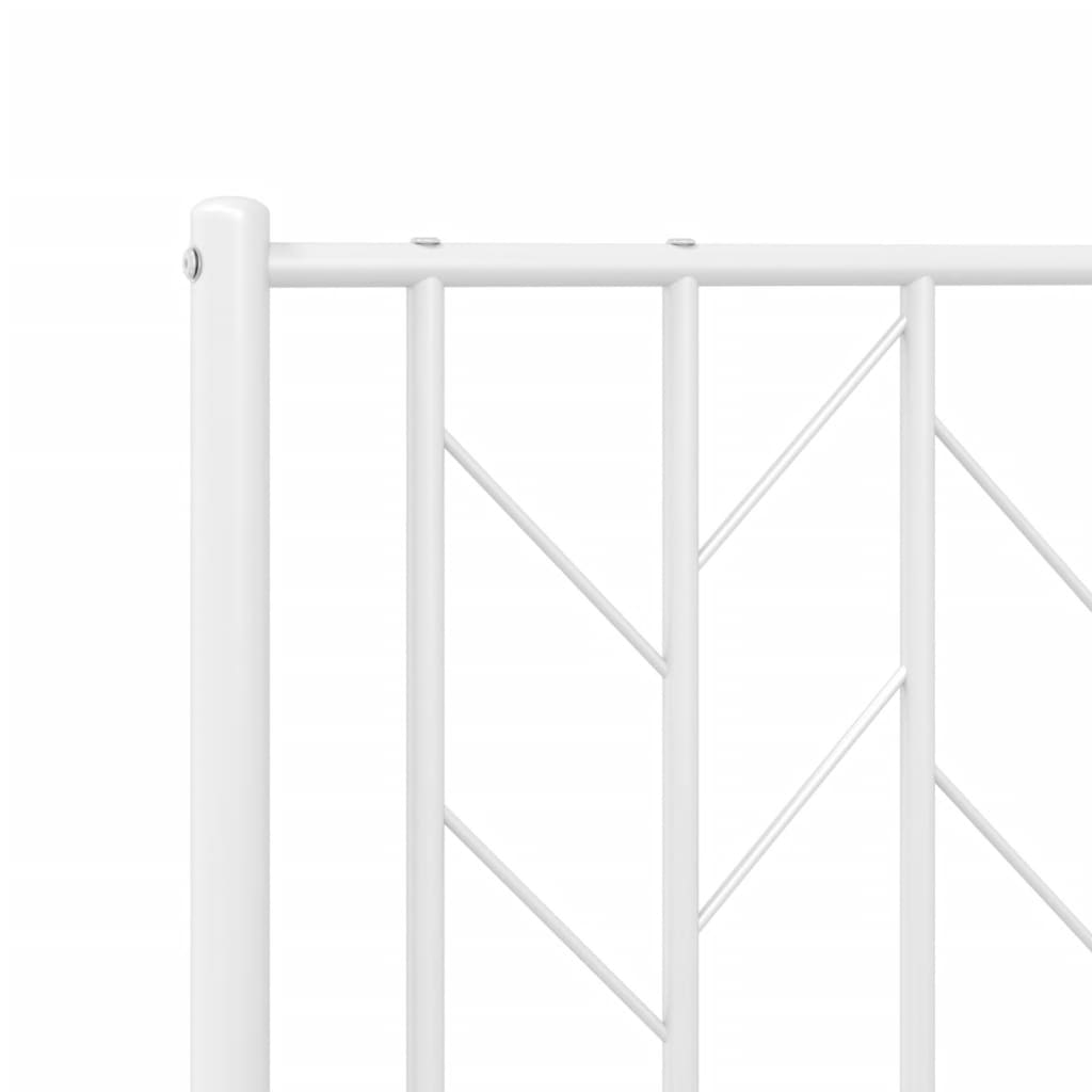 Metal Bed Frame with Headboard and Footboard White 107 X 203 Cm