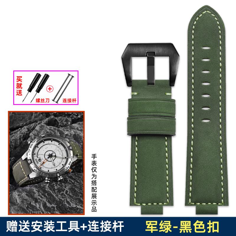 Genuine Leather Watch Strap 24*16mm For Timex Tide T2n739 T2n720 T2n721 T45601 T2p141 Series Watchband Men's Watch Accessories