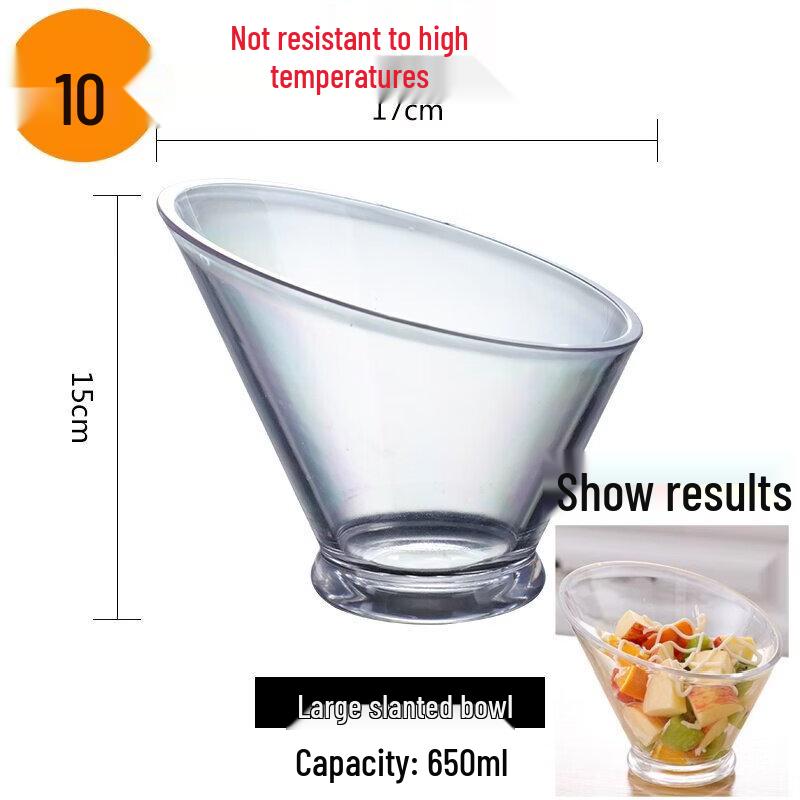 Jingbaodi 650ml Clear Slanted Serving Bowls, 10-Pack