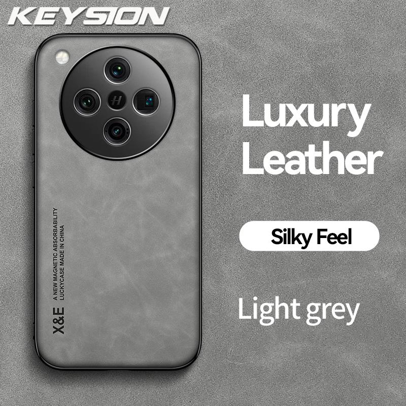 

KEYSION Роскошный ретро-чехол из искусственной кожи для OPPO Find X8 Pro Мягкий силиконовый + противоударный чехол для задней панели телефона из поликарбоната для OPPO Find X8 X8 Pro for Find X8 Pro светло-серый