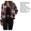 Women Jacket Stand Collar Long Sleeve Zipper Closure Short Jacket Plaid Print Ribbed Hem Cuff Casual Coat Daily Wear
