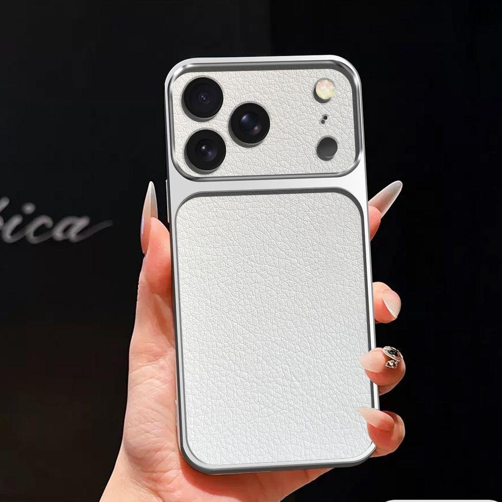 Luxury Faux Leather Case for iPhone 17 ProMax Shockproof Big Window
