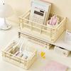 Stackable Plastic Storage Container Bins White Beige Multi-size Large Capacity Sturdy Organizer For Desktop Closet Kitchen Goods