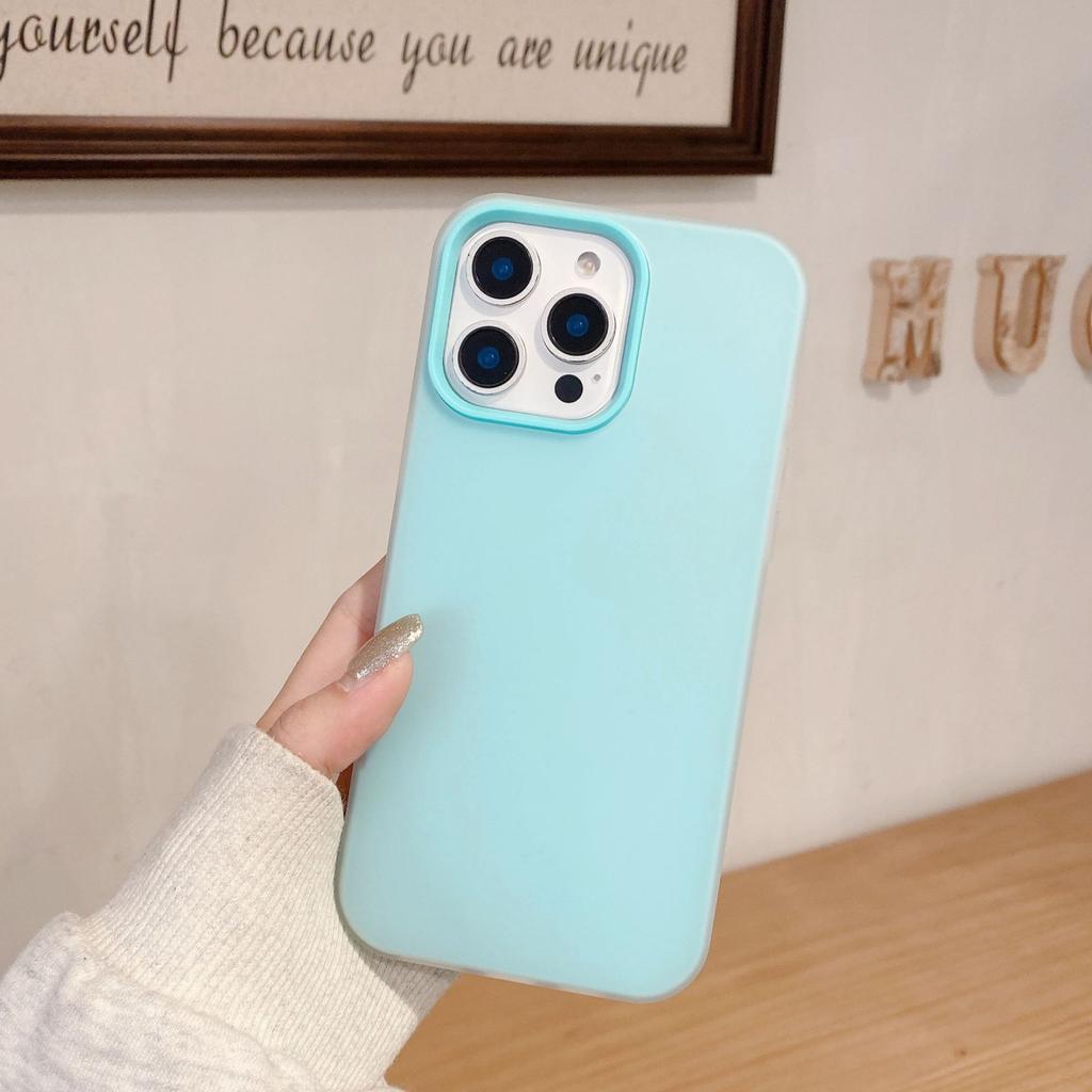 Jelly two-in-one is suitable for Apple 16promax mobile phone case Macaron 15 simple solid color anti-drop all-inclusive protection