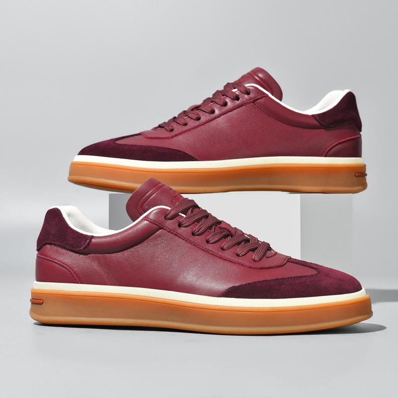 Retro light luxury leather low-top retro moral training trendy shoes fashionable and simple flat white leather shoes comfortable casual board shoes