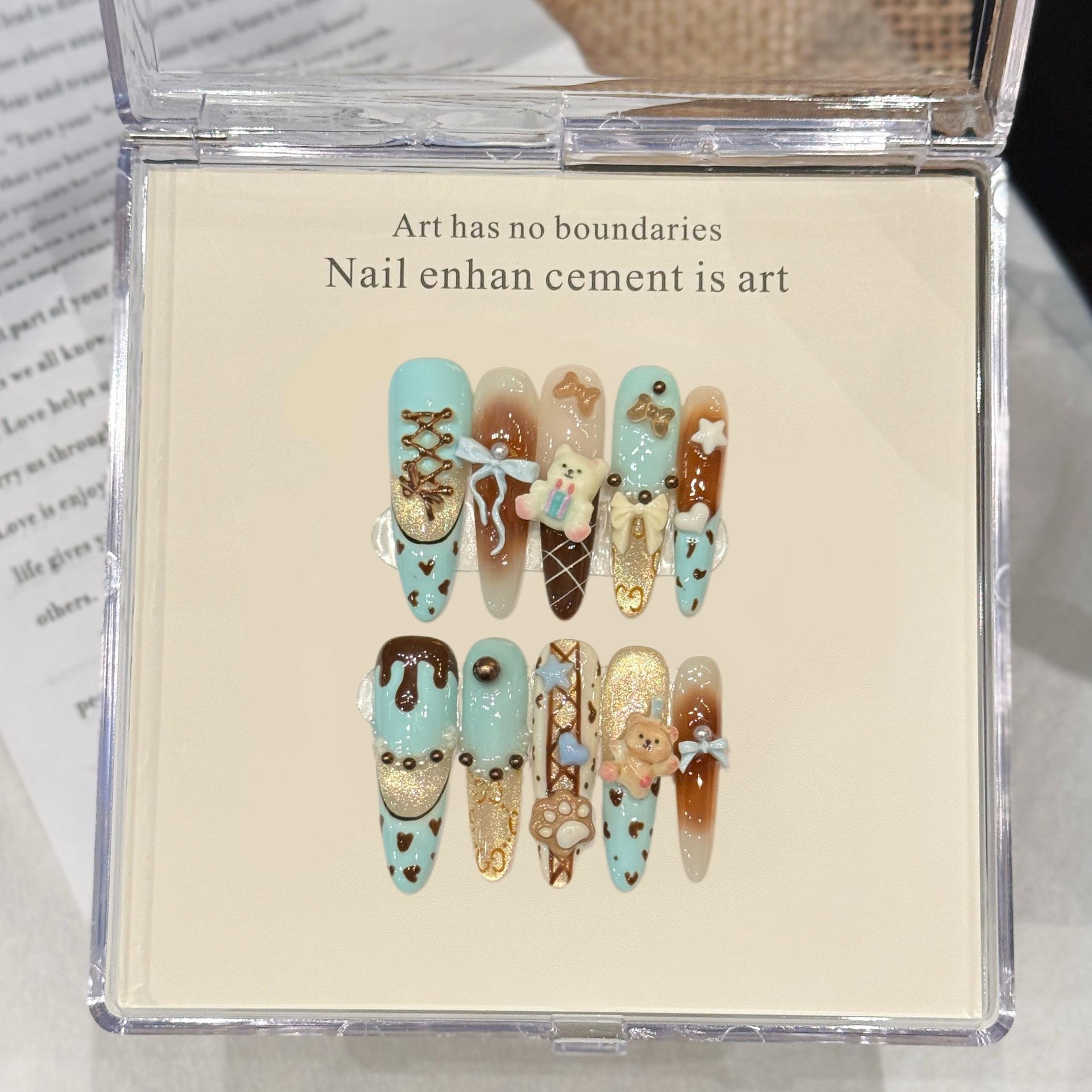 

Накладные ногти ручной работы Длинные стилеты Искусственные ногти Накладные ногти с 3D дизайном Милые акриловые накладные ногти Полное покрытие Клей для ногтей Наклейки для ногтей для женщин L