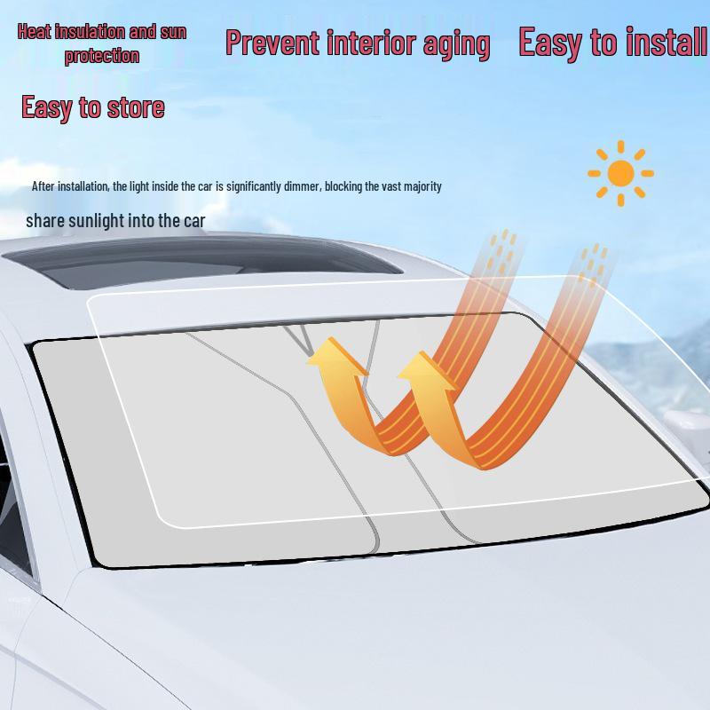 Thickened Titanium Silver Front Windshield Sunshade for Heat and UV Protection