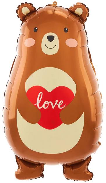 Teddy Bear Foil Balloon with Heart Valentine' Day 48x79cm