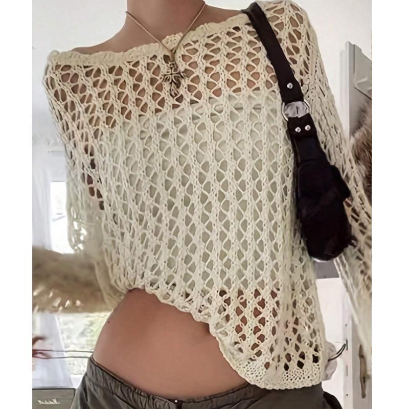 

Европейский и американский пляжный чехол: Длинный рукав, Прозрачный, Свободный пуловер, Защита от солнца, Праздничная мода One Size абрикосовый