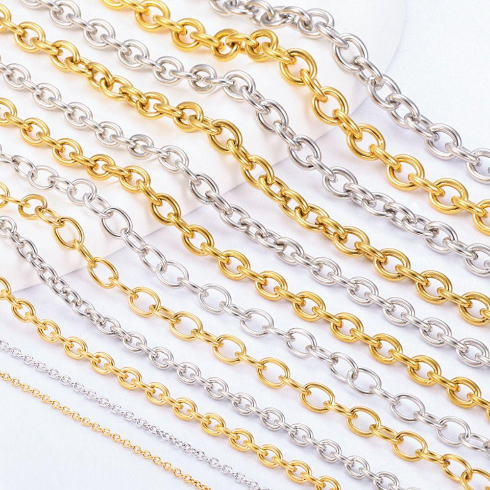 Gold Silver Cross Flat Chains DIY Jewelry Findings Jewelry Link Chains Bracelet Accessories