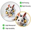 3D Breaking Wall Bunny with Flowers Wall Sticker Self-Adhesive Removable for Kids Room Home Decor