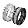 8mm Men Classic Fashion Tungsten Carbide Rings Black Stainless Steel Inlay Polished Meteorite Ring Couple Accessories Jewelry