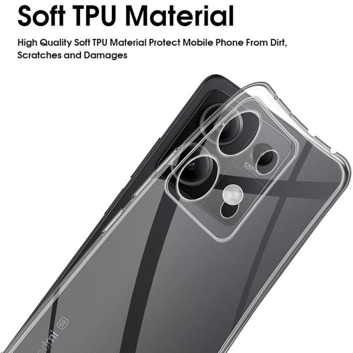 Coque et Verres Trempés - E.F.CONNECTION - Pour Xiaomi Redmi Note 13 5G - Protection Antichoc - Silicone - Transparent