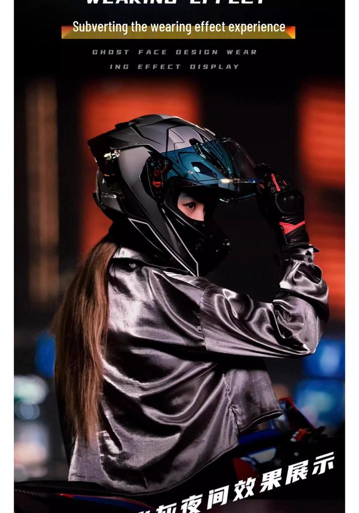 Unisex Carbon Fiber Full-Face Motorcycle Helmet with Bluetooth & Anti-Fog, 3C Certified for All Seasons
