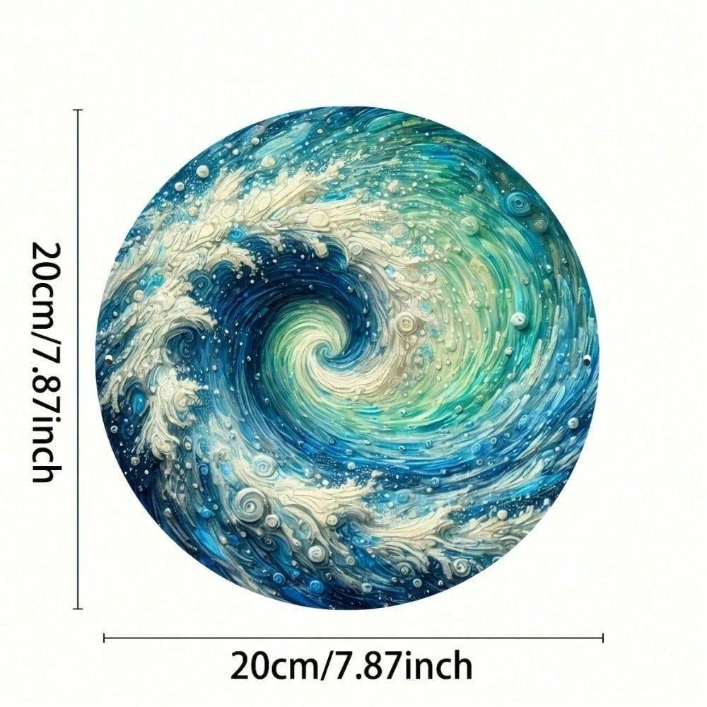 Ocean Wave Metal Wall Poster, White HD Print for Living Room