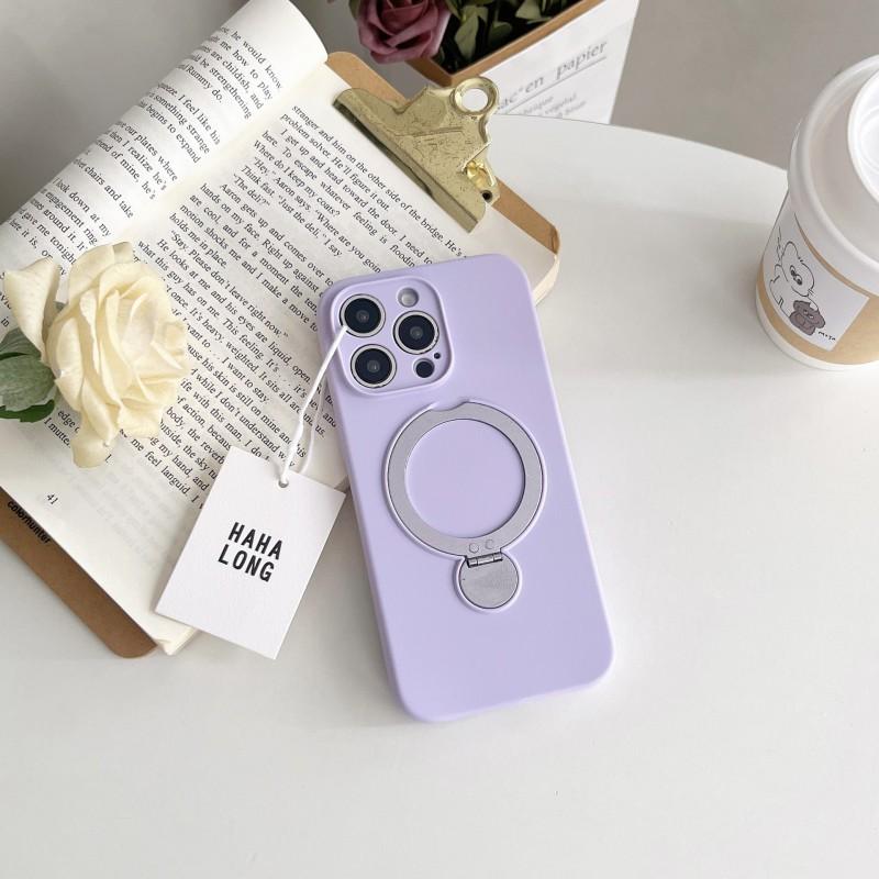 Liquid Silicone Phone Case IPhone 16 Pro Max With 360 Rotating Kickstand Shockproof Magnetic Support