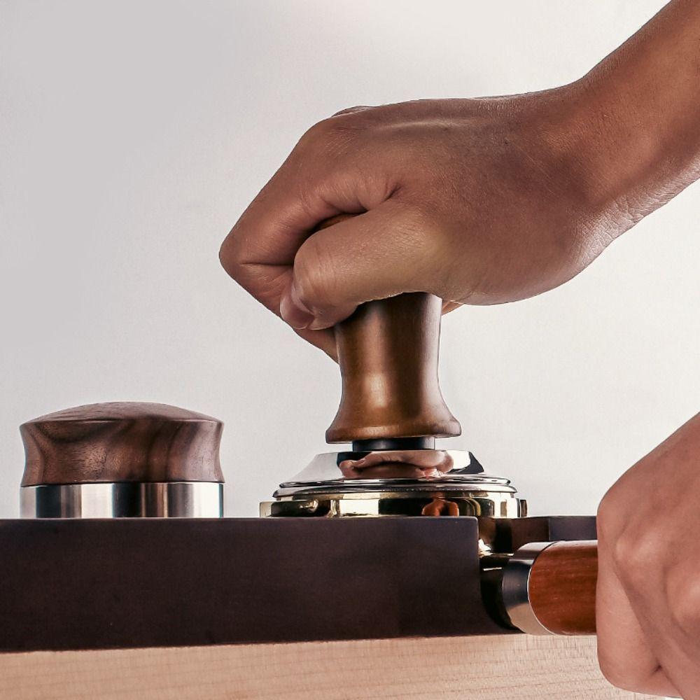 Wooden Handle Coffee Tamper Stainless Steel Base Barista Tool Pressure Hammer  Professional Use