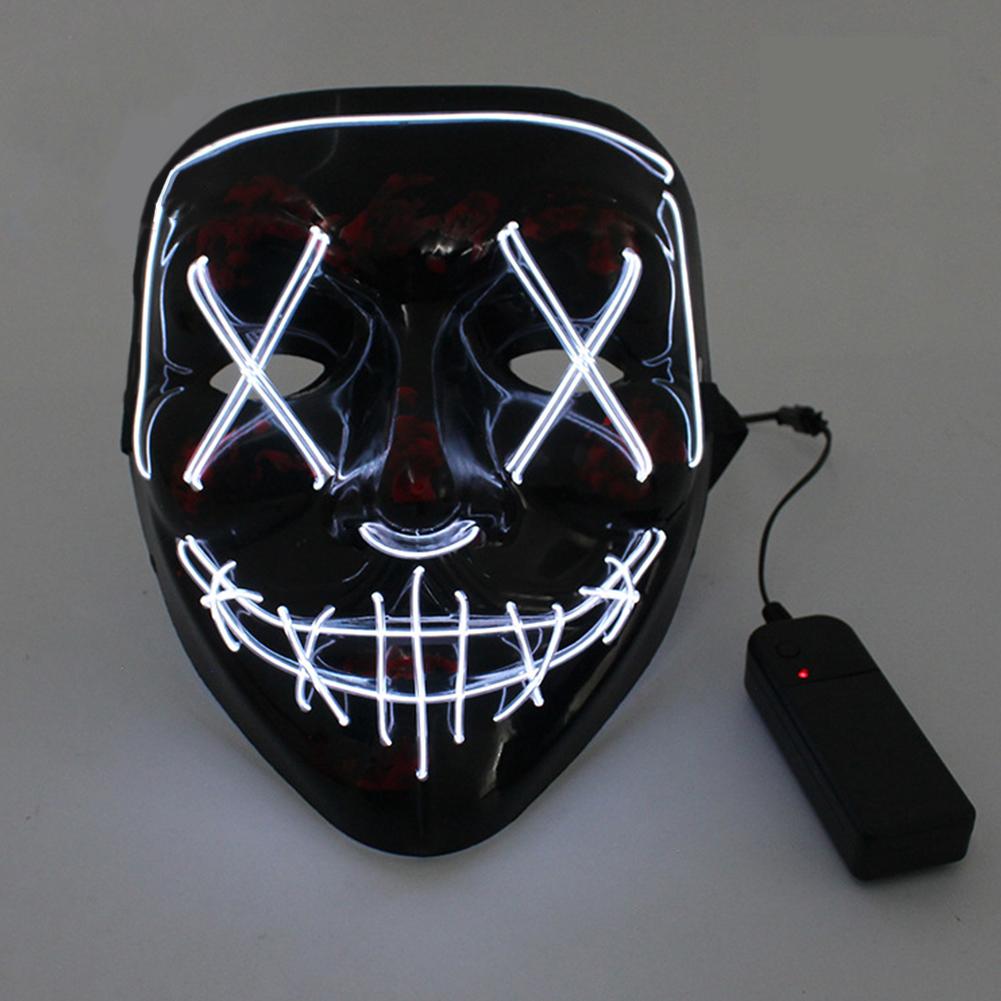Wireless Halloween Neon LED Purge Mask Masque Masquerade Party Masks Light Grow In The Dark Horror Mask Glowing Masker