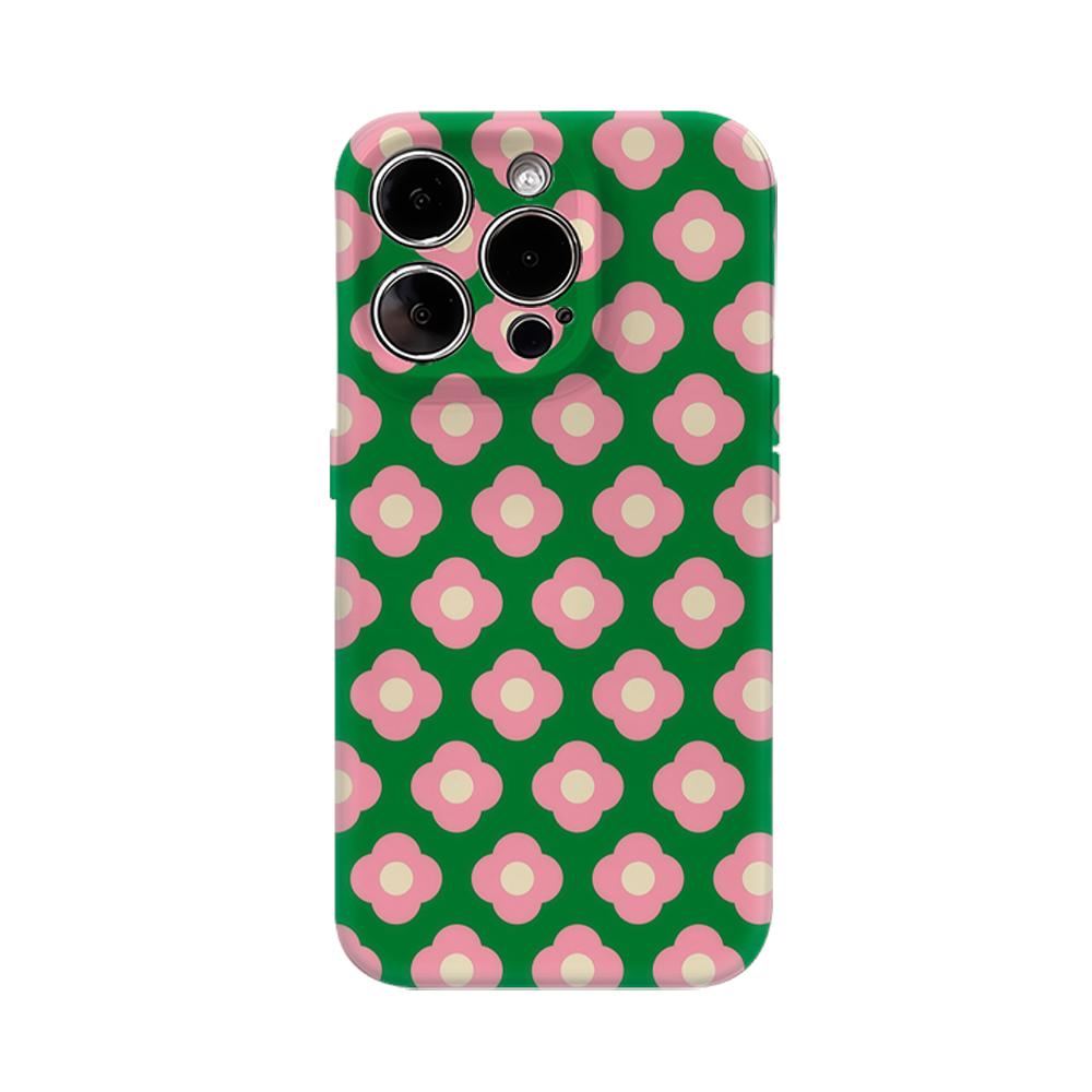 

Green Pink Flower Pattern Phone Case for IPhone 16 15 14 13 12 11 X XS XR XSMAX 7 8 Pro Max Plus Double-layer Back Cover IPHONEXSMAX