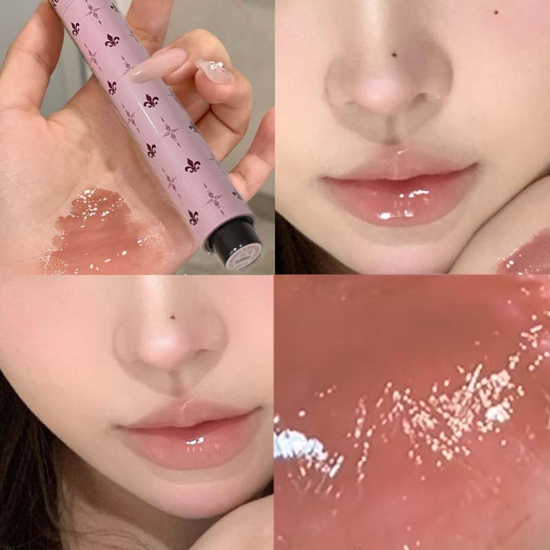 Moisturizing Mirror Water Light Solid Lip Gloss Peach Pink Shimmer Jelly Lipstick The Lips Look Tender and Plump Makeup Cosmetic