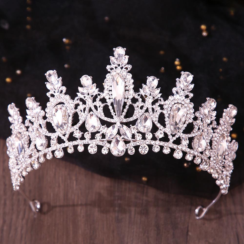DIEZI 10 Colors Luxury Girls Water Drop Crystal Tiara For Women Wedding Party Elegant Bridal Rhinestone Crown Hair Accessories