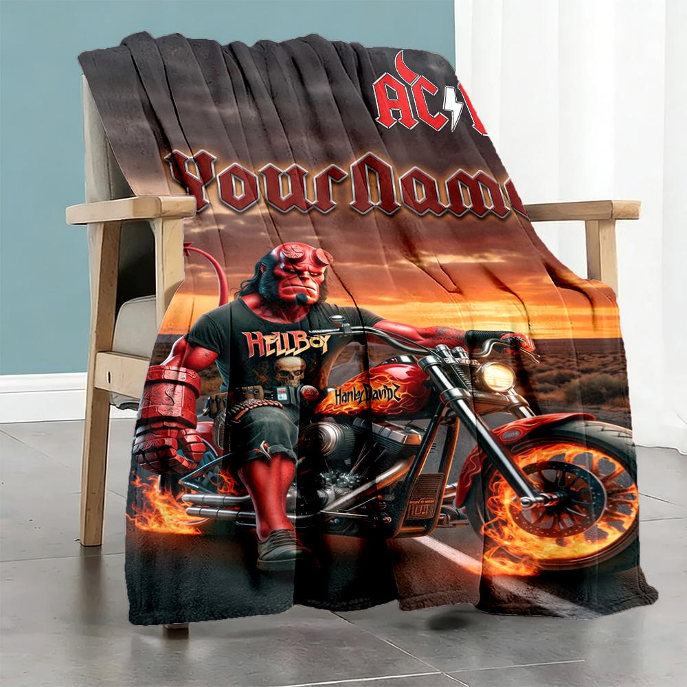 Harley-davidson Motorcycles Customize Text Blanket Gift Personalized Blanket Ultra-Soft Throw For Sofa Seaside Livingroom Chair Ideal for All Seasons