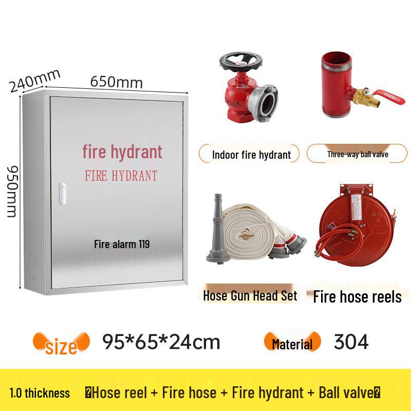 304 Stainless Steel Fire Hydrant Cabinet with Hose Reel Set