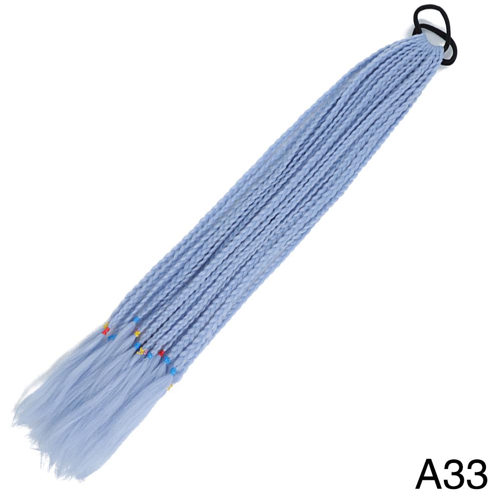 Synthetic Long Wig Colored Braided Ponytail Hair Extension Elastic Rubber Band Braiding Ponytail Hair Extensions For Girls