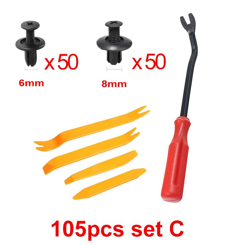 Car Fastener Clips Set Fender Rivet Clips Kit 6mm/8mm Auto Body Bumper Door Trim Panel Push Retainer Plastic Pin Rivet Repair