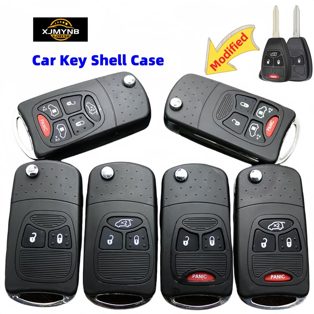 XJMYNB For Chrysler Aspen 300 Dodge Jeep Commander Grand Cherokee 2/3/4/5/6 Buttons Modified Flip Remote Car Key Shell Case