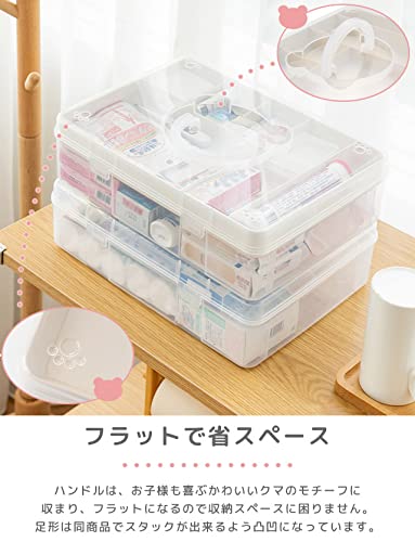 [Suitcase Company] Storage Box, Tool Box, First Aid Kit, Sewing Box, Transparent, 2-Tier, Large Capacity, Dividers, Stackable, Portable Storage Case,