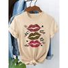 Retro Fashion Leopard Print with Lips Casual Y2k Fashion T-shirt Print Short Sleeve T Shirt Top Tee Summer Ladies Girls Shirt