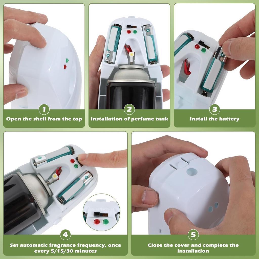 2PCS Automatic Air Freshener Spray Dispenser - Commercial and Home Use - Multiple Time Scent/Mist Release Settings for Room/Restroom Sprayer,Air