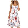 Fashion Women's Casual V-Neck  Printed Button Straight Knee Length Dress