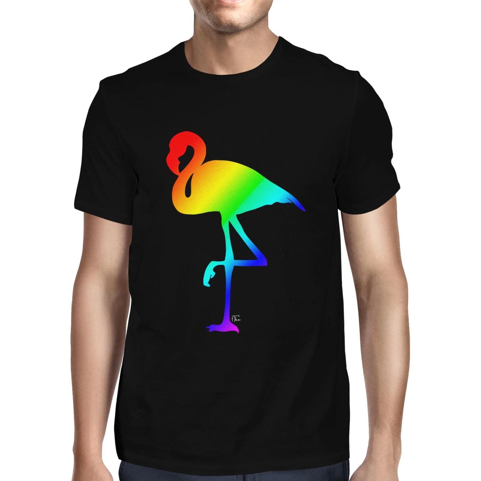 1Tee Mens Flamingo Rainbow Pride T-Shirt XL