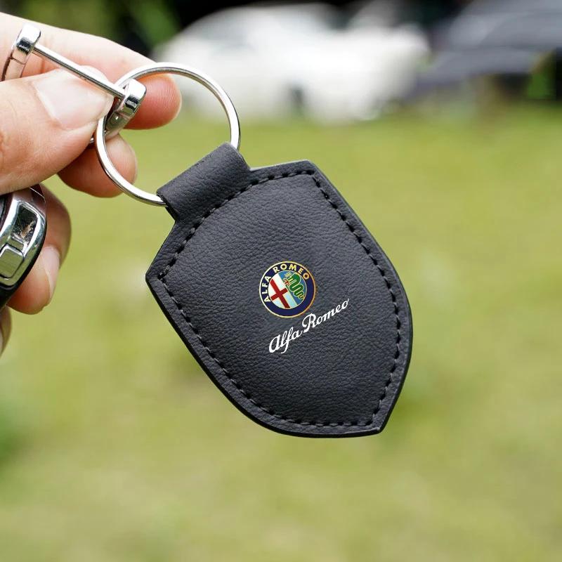 

Car Stickers For Alfa Romeo Leather Car Keychain Logo Styling Key Chain Rings Auto Accessorie For Alfa Romeo 4C 159 166 Spider G