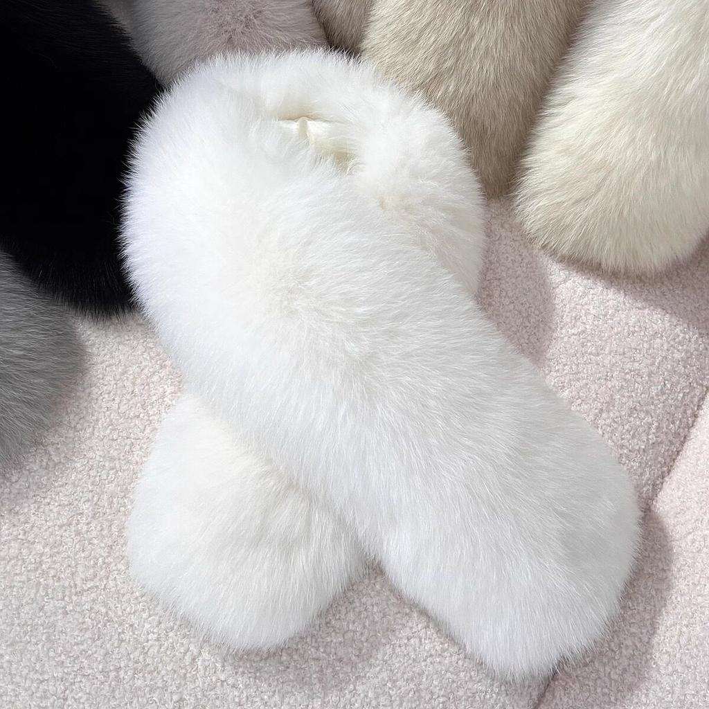 Fox Fur Square Scarf Winter New Ladies Real Warm Whole Fur Collar All-Match Solid Pattern