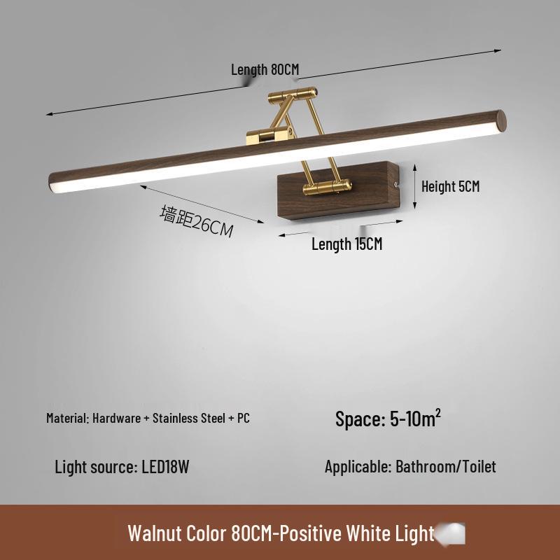 Nordic Minimalist LED Vanity Light: Punch-Free Bathroom Mirror Cabinet with Tricolor Makeup Lighting.