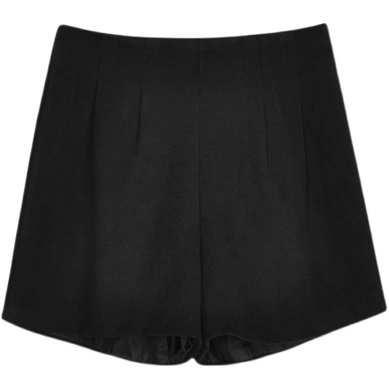New 2024 High-Waisted Slimming Woolen Booty Shorts - Petite Women's Wide-Leg Pants for Autumn/Winter
