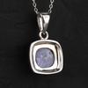 Tanzanite Cushion Pendant 925 Sterling Silver Rhodium Jewelry Gift for Her