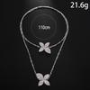 Hot-selling Petal Pendant Necklace Stacked Double Rhinestone Necklace Banquet Accessories Women's Necklace