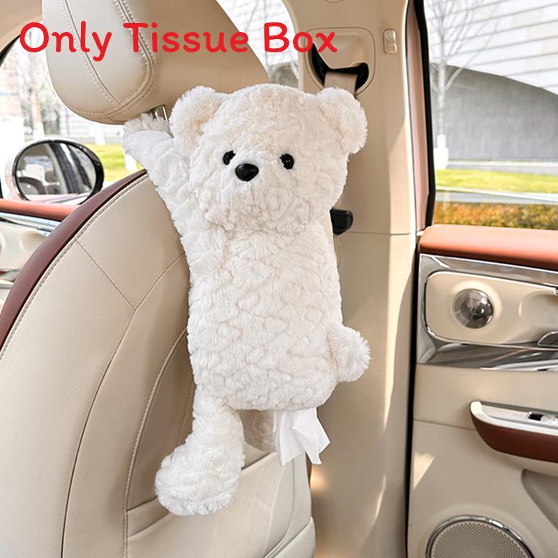 Creative Plush Bunny Car Tissue Holder With Cute Cartoon Design For Car Interior Decor